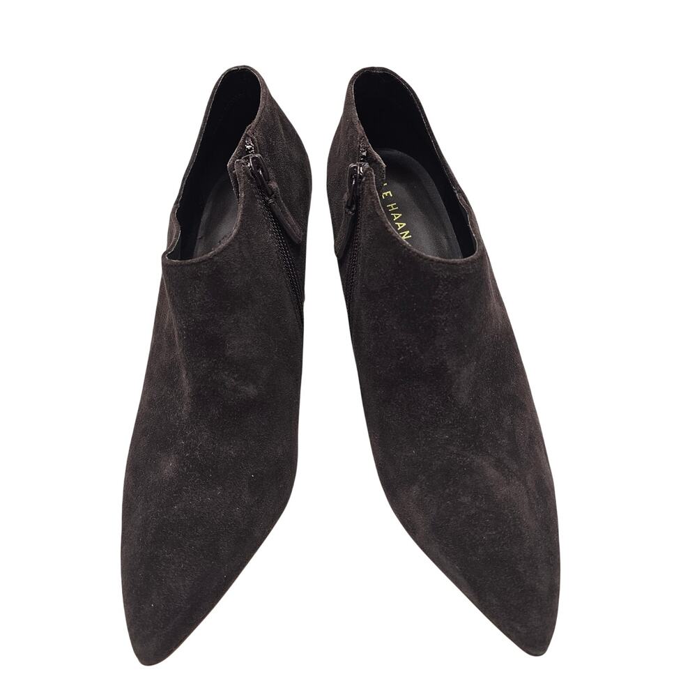 Cole Haan Vestry Pointed Toe Bootie Dark Chocolate Brown Suede Size 9.5